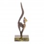 Статуэтка из бронзы "Кошка с длинным хвостом" на подставке из змеевика / бронзовая статуэтка / декоративная фигурка