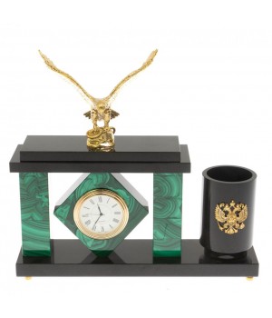 Настольный мини-набор "Орел" из малахита 129828