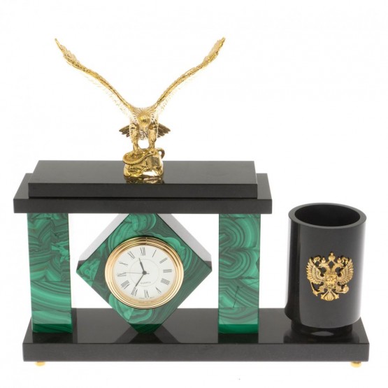 Настольный мини-набор "Орел" из малахита 129828