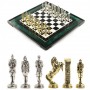 Подарочные шахматы "Великая Отечественная война" доска 47х47 см из натурального камня змеевик фигуры металлические