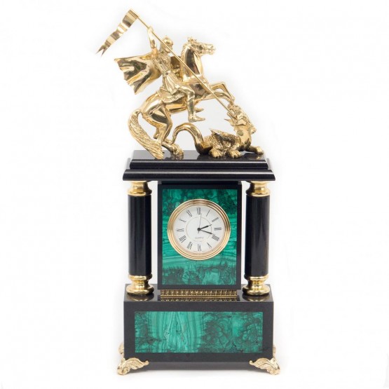 Часы из натурального малахита "Георгий Победоносец" 117288