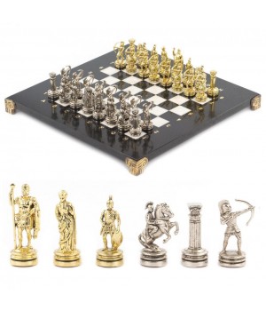 Набор шахмат "Лучники" доска 28х28 см мрамор фигуры цвет золото-серебро / Шахматы настольные / Настольная игра / Шахматы сувенирные