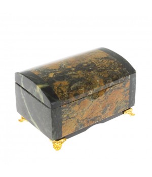 Шкатулка "Сундук" из лиственита и змеевика 129777