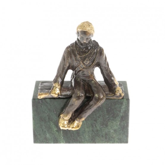 Статуэтка "Монтажник" змеевик бронза 6х3х7,5 см 129857