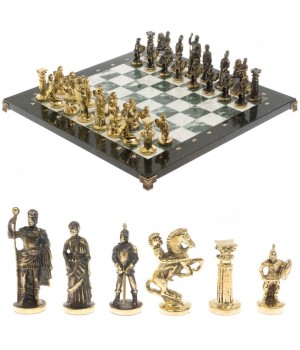 Шахматы "Римские" бронза доска 44х44 см шабровский змеевик 129662