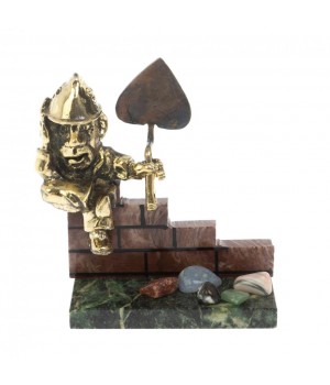 Сувенирная статуэтка "Гном Строитель" из бронзы и камня 117190