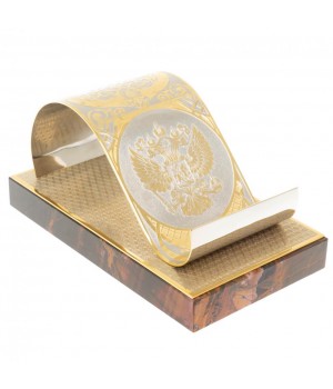 Подставка под телефон "Герб России" из яшмы Златоуст 130053 Подставка под телефон "Герб России" из яшмы Златоуст 130053
