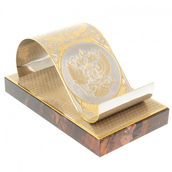 Подставка под телефон "Герб России" из яшмы Златоуст 130053