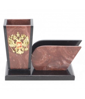 Карандашница с визитницей "Герб" из лемезита 118943