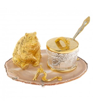 Медовница "Медведь" камень агат Златоуст 130116 Медовница "Медведь" камень агат Златоуст 130116