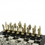 Шахматы "Русь" из мрамора и змеевика на каменных подставках 44х44 см 128512