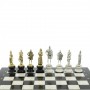 Шахматы "Русь" из мрамора и змеевика на каменных подставках 44х44 см 128512