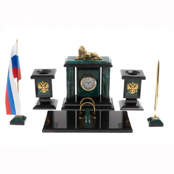 Настольный набор "Лев" из змеевика 129933