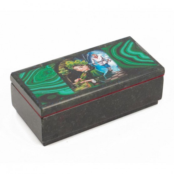 Шкатулка Хозяйка медной горы змеевик 14х7х5 см 117467