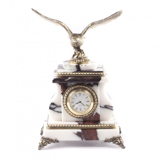 Каменные часы из мрамора и бронзы "Орел" 121400