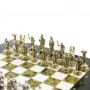 Шахматы декоративные "Подвиги Геракла" доска 28х28 см из камня мрамор змеевик фигуры металлические