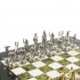 Шахматы декоративные "Подвиги Геракла" доска 28х28 см из камня мрамор змеевик фигуры металлические