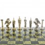 Сувенирные шахматы "Восточные" доска 40х40 см камень змеевик фигуры металлические
