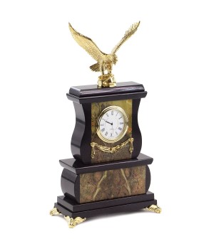 Часы "Орел" из бронзы камень офиокальцит 120915