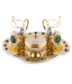 Чайный набор "Малахитовый" в подарочной коробке Златоуст 116106