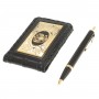 Подарочный набор "Гербовый" визитница черная кожа и ручка Parker в деревянной шкатулке Златоуст