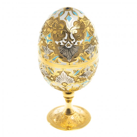 Сувенир яйцо 2 рюмки "Подарочное" с эмалью 40 мл в футляре Златоуст / для водки / для ликера / стопки подарочные