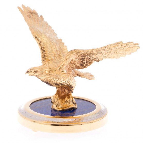 Настольная статуэтка из бронзы "Парящий орел" камень лазурит в подарочной коробке Златоуст 121920