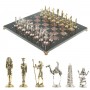 Подарочные шахматы "Древний Египет" доска 40х40 см камень креноид змеевик фигуры металлические