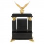 Часы из натурального камня малахит и бронзы "Орел"