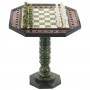 Шахматный стол из натурального мрамора и змеевика с каменными фигурами