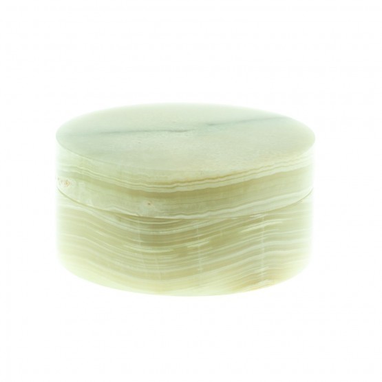 Шкатулка "Пудреница" камень зеленый оникс 10х10х5 см (4) / шкатулка для ювелирных украшений / для хранения бижутерии / шкатулка из камня