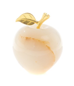 Сувенир "Яблоко" из белого оникса 7х9 см (3) / яблоко декоративное / каменное яблоко