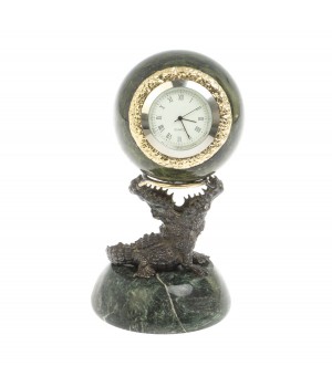 Настольные часы шар "Крокодил" из камня и бронзы 127548