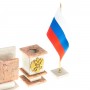 Письменный прибор с гербом и флагом России камень розовый мрамор