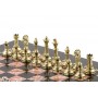 Шахматы с металлическими фигурами "Стаунтон" доска 28х28 см из натурального камня
