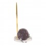 Настольные часы с шариковой металлической ручкой камень малахит, лазурит, мрамор