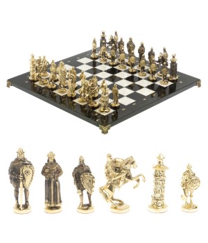 Шахматы "Богатыри" из бронзы и мрамора доска 44х44 см 127558