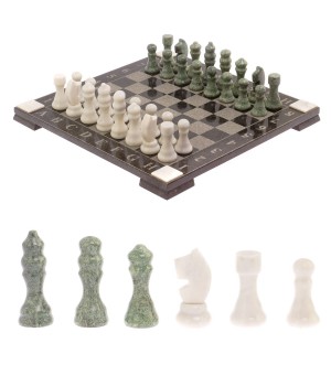 Шахматы с гравировкой "Турнирные" доска 36х36 см змеевик, мрамор 125957