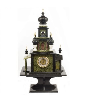 Подарочные часы "Храм" из камня змеевик и мрамор 113585