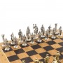 Шахматный ларец "Галлы и Римляне" доска дуб 43,5х43,5 см / Шахматы подарочные / Шахматы металлические / Шахматный набор / Шахматы деревянные