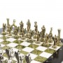 Подарочные шахматы с металлическими фигурами "Икар" доска 32х32 см из камня мрамор змеевик