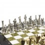 Подарочные шахматы с металлическими фигурами "Икар" доска 32х32 см из камня мрамор змеевик