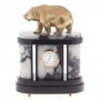 Подарочные часы из натурального мрамора с бронзой "Бурый медведь"