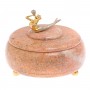 Шкатулка с декором из бронзы "Русалка" камень розовый мрамор 125512