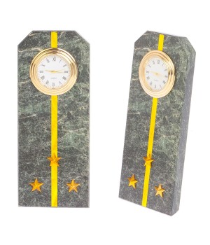 Сувенирные часы "Погон старший лейтенант ФТС" камень змеевик - оригинальный подарок на день таможни