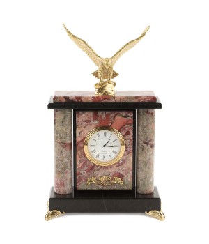 Декоративные часы "Орел" камень креноид бронза 119989