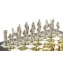 Шахматы настольные "Великая Отечественная война" доска 44х44 см мрамор змеевик с металлическими фигурами
