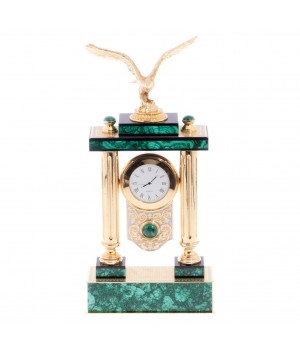 Эксклюзивные часы из малахита "Горный орел" в подарочной коробке Златоуст