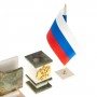 Письменный прибор с гербом и флагом России камень мрамор, офиокальцит