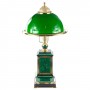 Лампа настольная для рабочего стола из натурального малахита зеленый плафон